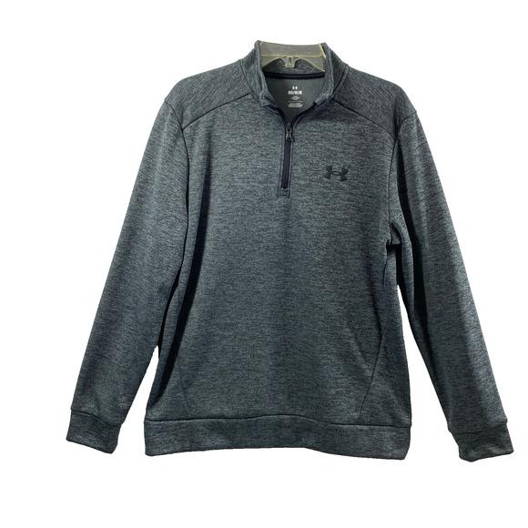 Under Armour Jacket Mens Medium Loose Gray Fleece Inside 1/4 Zip Pullover - Picture 1 of 10